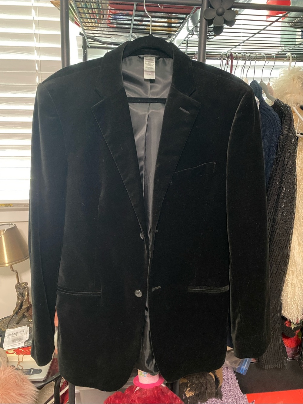 Claiborne Luxe modern fit Black Velvet Blazer - Single-Breasted Sport Coat